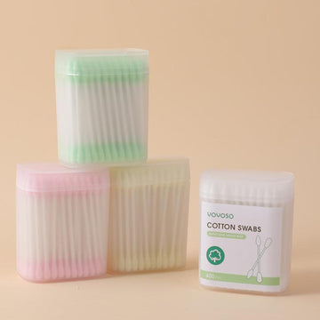 400Pcs Frosted Box Paper Stick Colorful Cotton Swabs-Point And Round End (100 Pcs * 4 Packs) - YOYOSO PAKISTAN