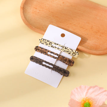 Coffee Leopard Series – Wavy Alloy Hair Clips – 3pcs