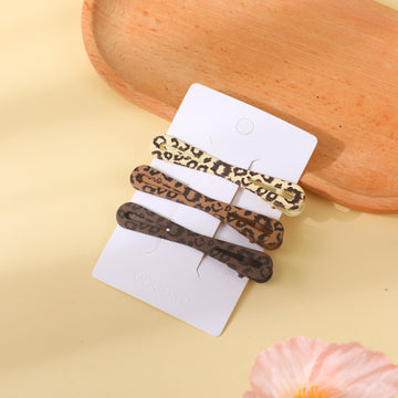 Coffee Leopard Series – Figure-8 Alloy Hair Clips – 3pcs