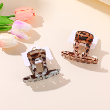 Coffee Leopard Series – Straight Acrylic Claw Clip – 6cm