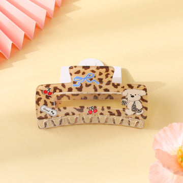 Coffee Leopard Series – Puppy Print Claw Clip – 13cm