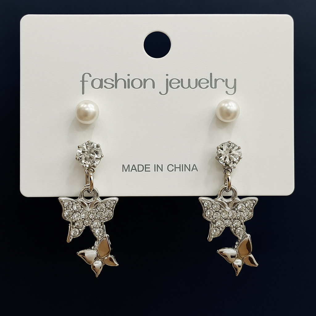 Pearl And Diamond Stud Earrings-1 2 Pairs