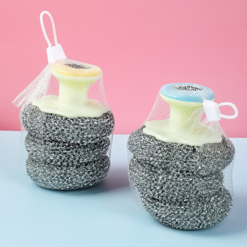 Simple Pot Brush One Handle Two Balls