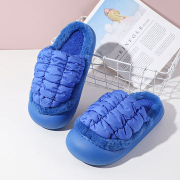 Fashion puff women's closed toe slippers-klein blue size 36-37