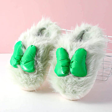 Fashion Internet popular bowknot women's cotton slippers green size 40-41