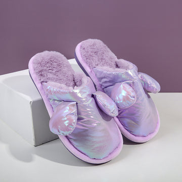 Laser down household children's cotton slippers-purple Size 34-35