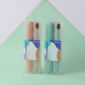 Spiral bristles toothbrush travel set- 1pc