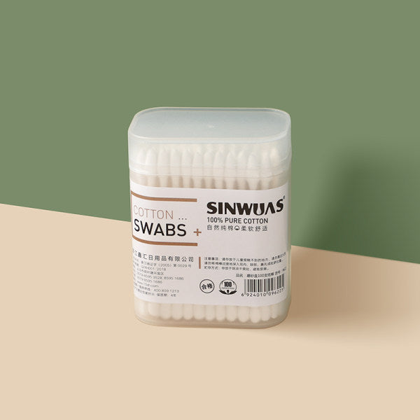 Frosted Box Paper Stick Cotton Swabs 100Pcs