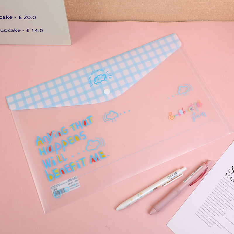 Fresh Lattice Series Snap Button File Pouch FC (Large Size)