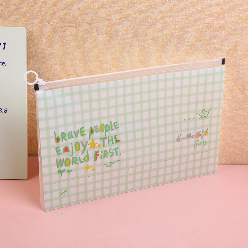 Fresh Lattice Series Drawstring File Pouch FC (Large Size)