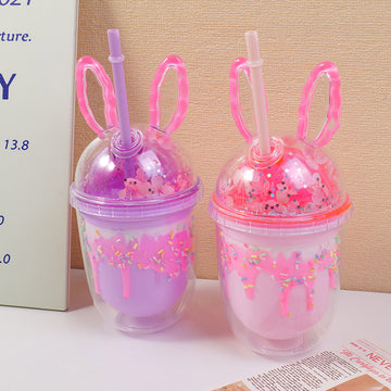 Sakura rabbit plastic straw cup-350ml