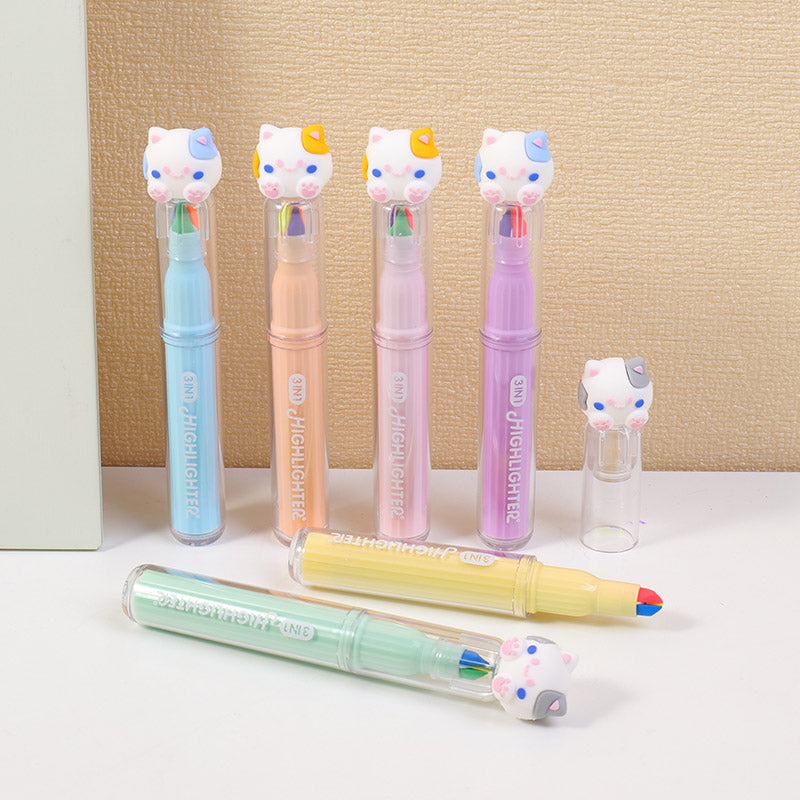 Cat three in one highlighter pen