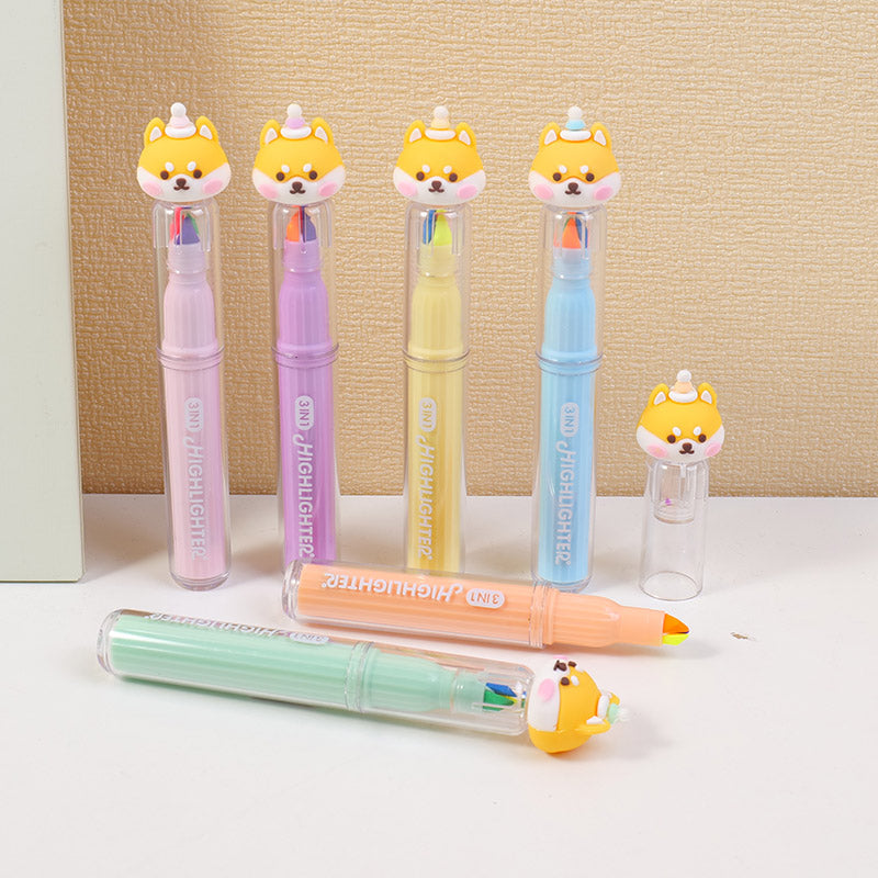 Shiba Inu 3-in-1 Fluorescent Pen