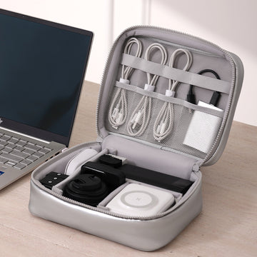 Silver lined velvet separated digital makeup bag