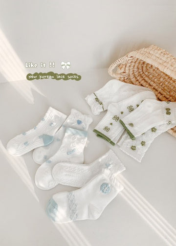Green bow children’s mid-calf socks 2 pairs XL