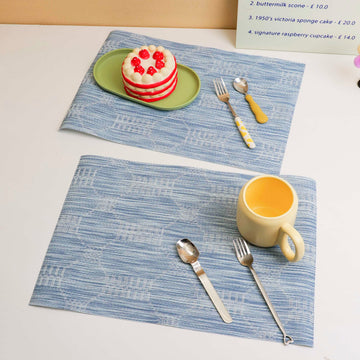 Simple striped placemats 2pcs - Blue