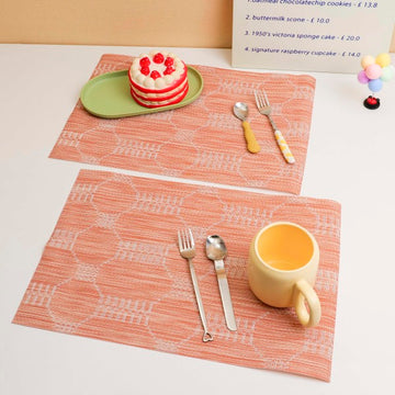 Simple striped placemats 2pcs - Orange