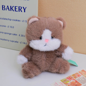 Golden Marten Coffee Sitting Cat Plush Doll - 20CM