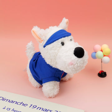 Blue Changeable Outfit Sitting Dog Plush Toy - 22cm