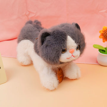 Gray and white cute lying cat plush toy -23cm