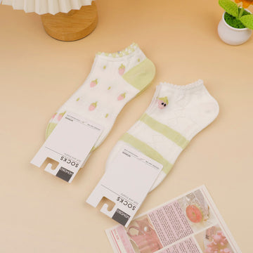 Spring Flower Series Women's Short Socks Two Pair Set