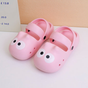 Cute big eyed cat children's hollow out shoes pink 210