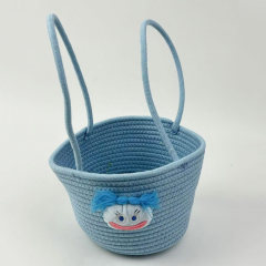 Handheld Cotton Rope Storage Bucket - Blue