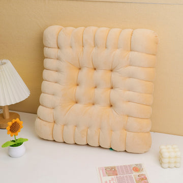 Crystal ultra soft imitation biscuit square cushion - Light coffee