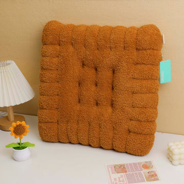 Beautiful velvet imitation biscuit square cushion - dark coffee