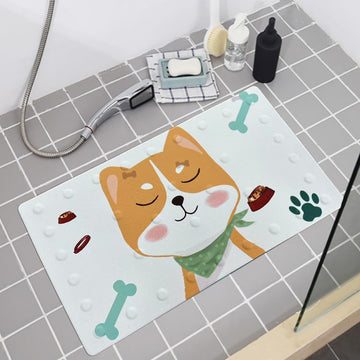 Litchi non-slip bathroom mat. - Cute dog