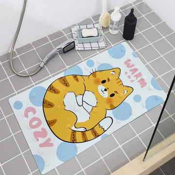 Litchi non-slip bathroom mat - Cute cat