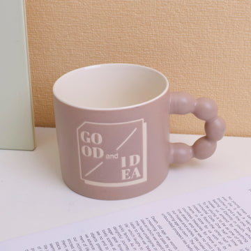 Simple pearl handle mug 350ml- light grey-1pc