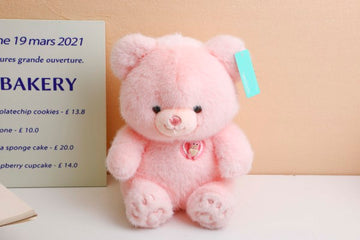 Sitting pink plush bear doll -25cm