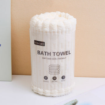 Coral Velvet Bamboo Large Bath Towel - Off-White