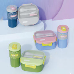 HS-BDH6001 Water cup and lunch box set with cutlery 1250+550ml