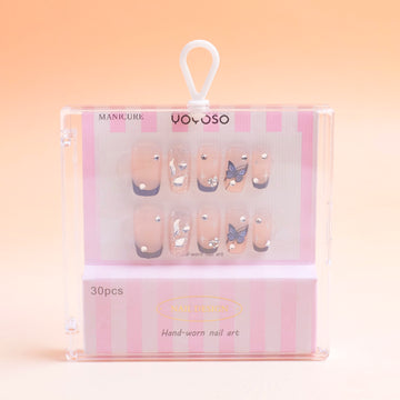 Sweet Promise Press-on Nails - French Bowknot, 30 pieces