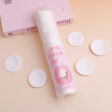 Small Round Makeup Cotton Pads 120 Pieces(Embossed with Striped Pattern and Plai