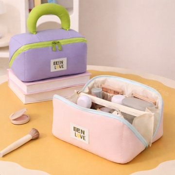Marshmallow Heaven-and-Earth Lid Storage Cosmetic Bag - Purple