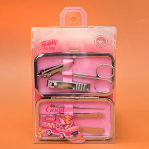 TEDDY ISLAND Series Storage-Type Nail-Care Kit 6pcs Set (Pink)