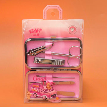 TEDDY ISLAND Series Storage-Type Nail-Care Kit 6pcs Set (Pink)