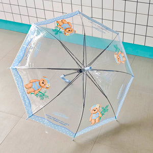 TEDDY ISLAND Series Straight Umbrella - Blue Polka Dots