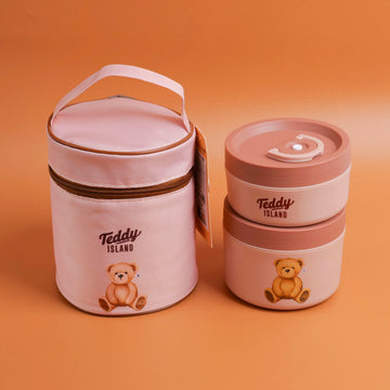HS-BDH6001 TEDDY ISLAND Series Three-piece Lunch Box Set - 400ml + 600ml Coffee