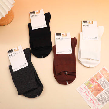 Solid Color Plain Men's Mid-Calf Socks