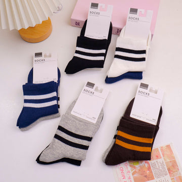Double Stripe Men's Mid-Calf Socks 2 Pairs