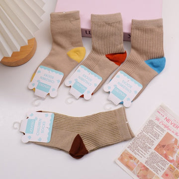 Color-Block Kids' Mid-Calf Socks M 2 Pairs