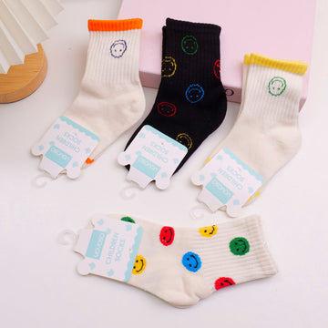 Colorful Smiley Kids' Mid-Calf Socks M 2 Pairs