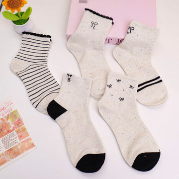 Bowknot Lace Women's Mid-Calf Socks 3Pairs