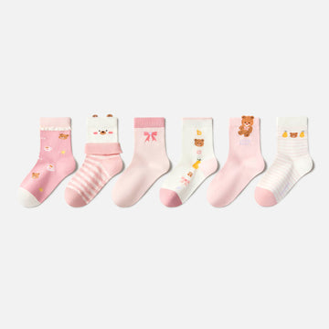 Pink Bear Kids Mid-Calf Socks M
