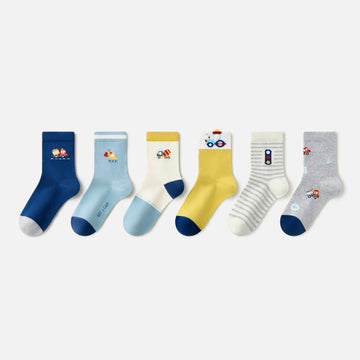 Car Design Kids Mid-Calf Socks L