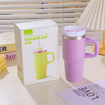 HS-BWB6001 Portable Handle Car Insulated Cup 420ml – Purple